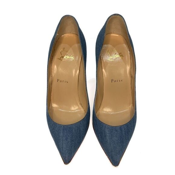 Christian Louboutin Pigalle Follies 100 Pumps EU 36 US 6 Blue Jean Denim Heels - Picture 2 of 9
